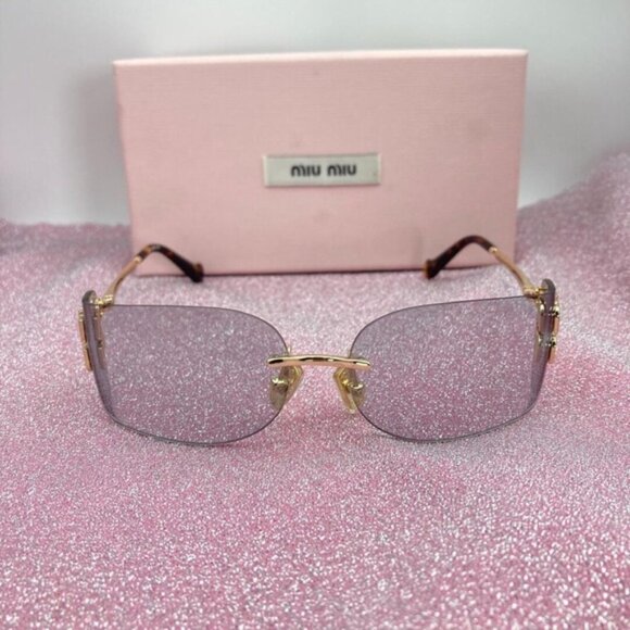 Miu Miu Gold Metal Sunglasses Gray Lenses main image 4